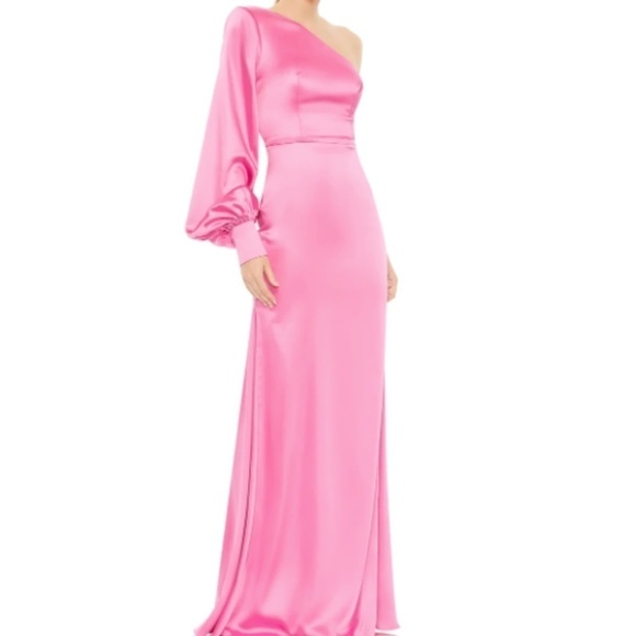 MAC DUGGAL Barbie Pink Wedding Guest Prom Cocktail One Shoulder • size 0 NWT - Picture 1 of 3